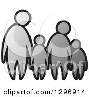 Clipart Of A Grayscale Family Of Four Holding Hands Royalty Free Vector Illustration by Lal Perera