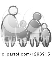 Poster, Art Print Of Gradient Silver Family Of Four Holding Hands