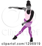 Black Silhouetted Female Dancer In Pink And Purple