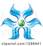 Clipart Of A Green Circle On A White Diamond With Blue Waves Royalty Free Vector Illustration by Lal Perera