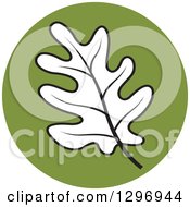 Clipart Of A Black And White Oak Leaf In A Green Circle Royalty Free Vector Illustration by Lal Perera