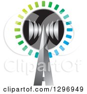 Clipart Of A Cellular Tower With Signals And Colorful Lines Royalty Free Vector Illustration