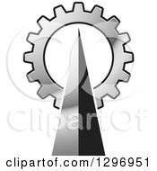 Clipart Of A Pyramidical Silver Cellular Communications Tower Over A Gear Royalty Free Vector Illustration