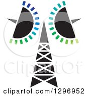 Poster, Art Print Of Black And White Cellular Communications Tower And Colorful Bars