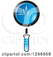 Poster, Art Print Of Blue Test Tube Magnifying Glass And Chart