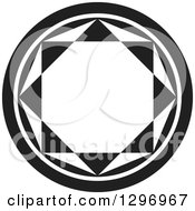 Clipart Of A Black And White Faceted Gem In A Circle Royalty Free Vector Illustration