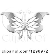 Poster, Art Print Of Gradient Silver Butterfly With Petal Patterned Face Tipped Wings