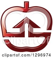 Clipart Of A Gradient Red House In An Apple Royalty Free Vector Illustration