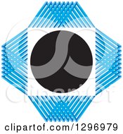 Poster, Art Print Of White Square And Black Circle With A Blue Grid Diamond