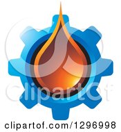 Clipart Of A Drop And Blue Gear Cog Royalty Free Vector Illustration by Lal Perera
