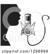 Poster, Art Print Of Black Silhouetted Man Singing Into A Microphone