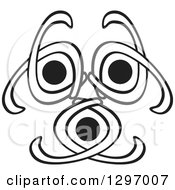 Clipart Of A Black And White Abstract Face Royalty Free Vector Illustration