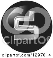 Clipart Of A Silver And Black Abstract DS Logo In A Black Circle Royalty Free Vector Illustration