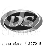 Clipart Of A Chrome And Black DS Oval Logo Royalty Free Vector Illustration