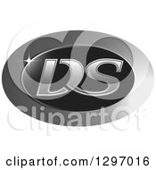 Clipart Of A Shiny Chrome And Black DS Oval Logo Royalty Free Vector Illustration