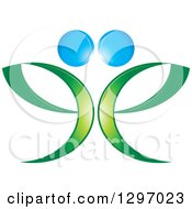 Clipart Of A Green And Blue Abstract Mirrored Letter E Royalty Free Vector Illustration