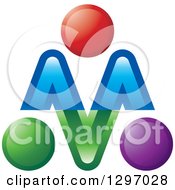 Clipart Of A Colorful Abstrac Letter M With Orbs Royalty Free Vector Illustration
