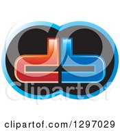 Poster, Art Print Of Red And Blue Abstract Letter Db Logo In Black