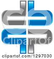 Clipart Of A Silver And Blue Abstract Letter Db Logo Royalty Free Vector Illustration