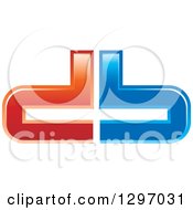 Clipart Of A Red And Blue Abstract Letter Db Logo Royalty Free Vector Illustration