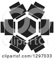 Clipart Of A Black And White Hexagon Royalty Free Vector Illustration