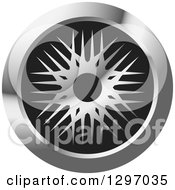 Clipart Of A Grayscale Snowflake Design In A Silver And Black Circle Royalty Free Vector Illustration