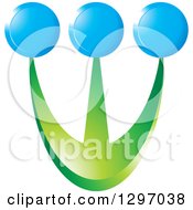 Poster, Art Print Of Green Prongs With Blue Circles