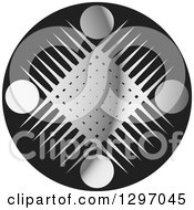 Clipart Of A Black Circle With Silver Circles And Threads Royalty Free Vector Illustration by Lal Perera
