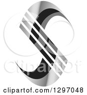 Clipart Of A Silver And Black Abstract Letter S With Lines Royalty Free Vector Illustration