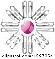 Clipart Of A Pink Orb Encircled With Paperclips Royalty Free Vector Illustration by Lal Perera