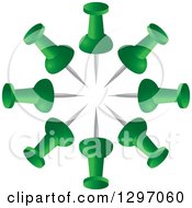 Clipart Of A Circle Of Green Drawing Pins Royalty Free Vector Illustration