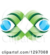 Clipart Of A White Diamond With Green Waves And Blue Circles Royalty Free Vector Illustration