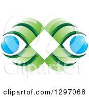 Poster, Art Print Of White Diamond With Green Waves And Blue Circles