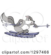 Poster, Art Print Of Cartoon Gray Squirrel Skiing