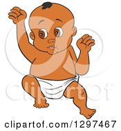 Poster, Art Print Of Cartoon Black Baby In A Diaper