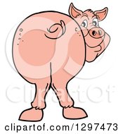 Poster, Art Print Of Cartoon Pig Butt With Him Smiling Back