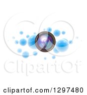 Clipart Of A 3d Floating Camera Lens With Blue Spheres On White Royalty Free Illustration
