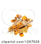 Clipart Of A 3d Orange Cubic Structure With Rotation Rings Floating On White With Text Space 2 Royalty Free Illustration
