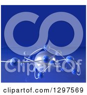 Clipart Of A 3d White Pearl With Blue Ribbons And Spheres On Blue With Water And Text Space Royalty Free Illustration