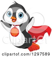Poster, Art Print Of Cute Super Hero Penguin Flying