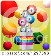 Poster, Art Print Of Paint Can With Colorful Bingo Or Lottery Balls On Green