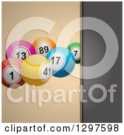 Poster, Art Print Of Split Panel Background Of Black Leather And Textured Cream With Bingo Or Lottery Balls