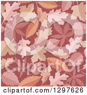 Poster, Art Print Of Leaf Seamless Background Pattern In Pink Red And Orange Masala Tones