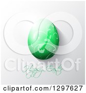 Clipart Of A 3d Green Vine Patterned Easter Egg Over Text On Gray Royalty Free Vector Illustration