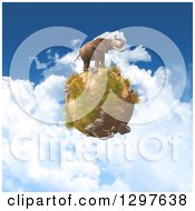Poster, Art Print Of 3d Elephant On A Dry African Globe Over A Cloudy Sky