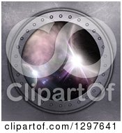 Clipart Of A 3d Metal Porthole Window With A View Of Outer Space Royalty Free Illustration by KJ Pargeter