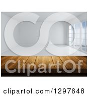 Poster, Art Print Of 3d Wood Table Or Counter With An Empty White Room
