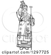 Black And White Bishop Holding Up A Cross