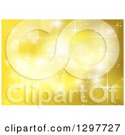 Poster, Art Print Of Yellow Background Of Sparkles Lights And Flares
