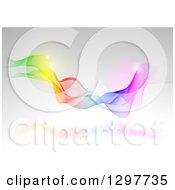 Poster, Art Print Of Rainbow Mesh Wave And Flares Over Gray